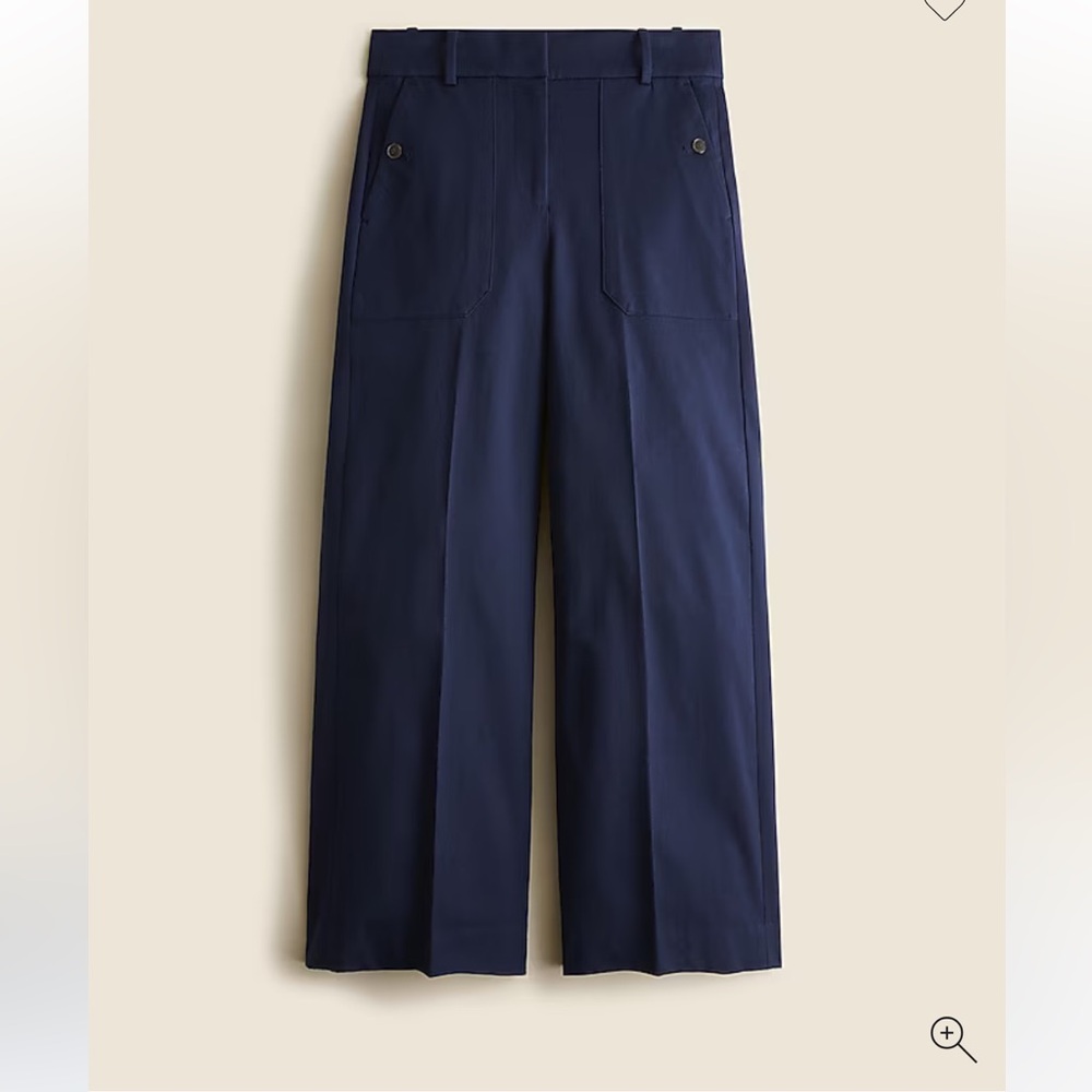 Jcrew Sydney wide-leg pant in bi-stretch cotton blend Navy